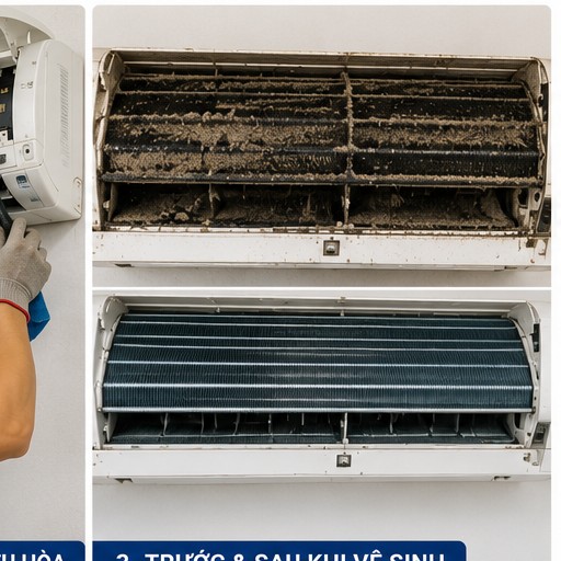 Điều hòa trước và sau khi vệ sinh